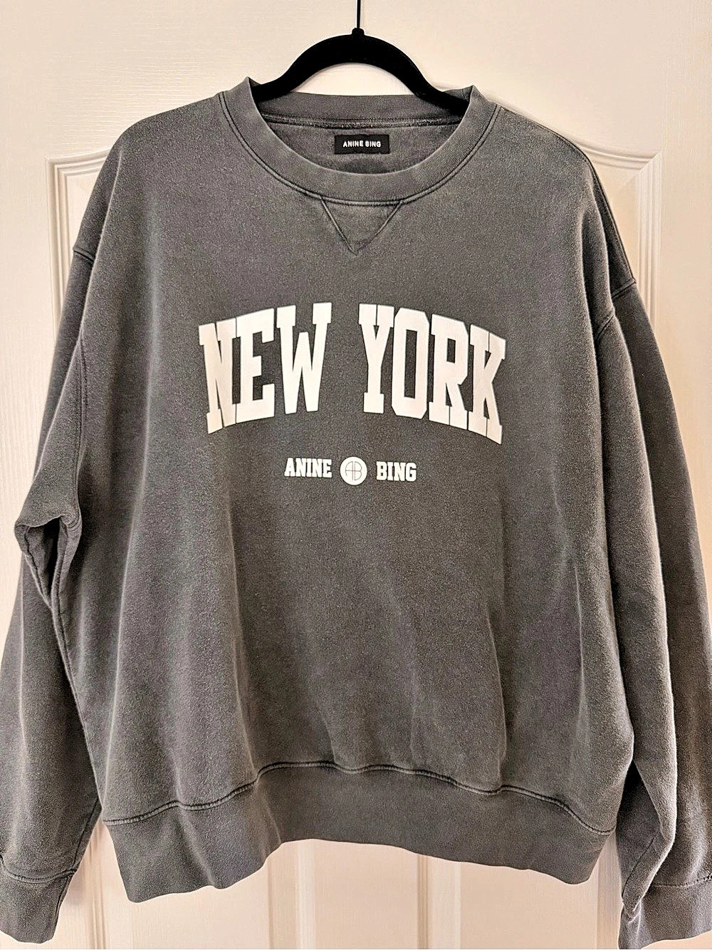 ANINE BING Ramona Sweatshirt, washed black, size XL